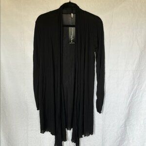 NWT VIGORELLA black mesh long draped lightweight cardigan. Size M/L